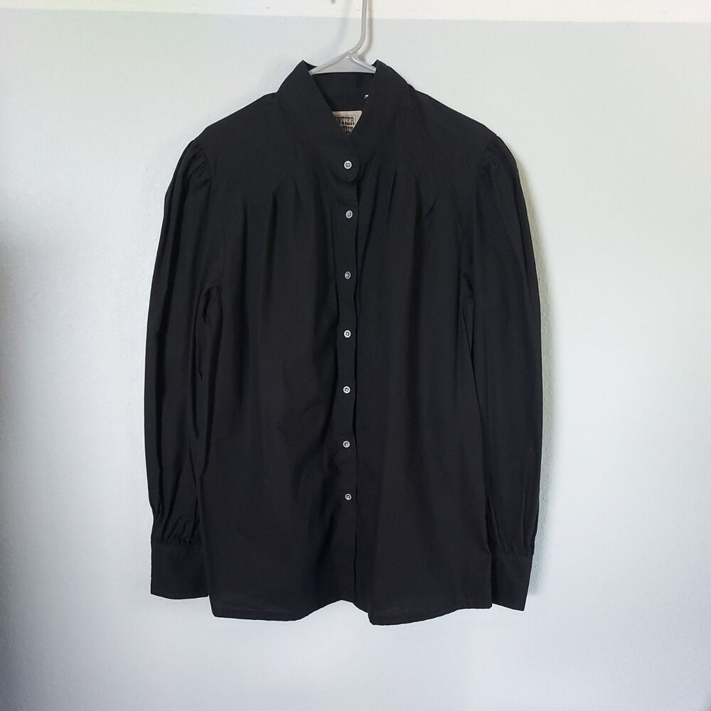 Frontier Classics Women's Black Victorian Cotton Blouse Puff Long Sleeve